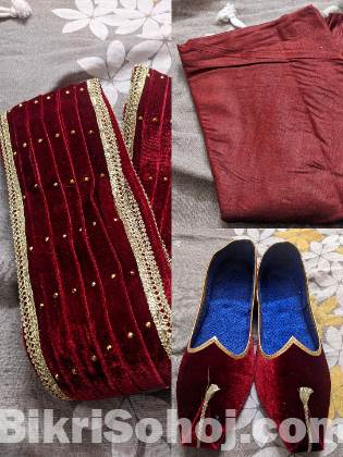 রয়্যাল মেরুন শেরওয়ানি সু্ট সেট ৬ পিস